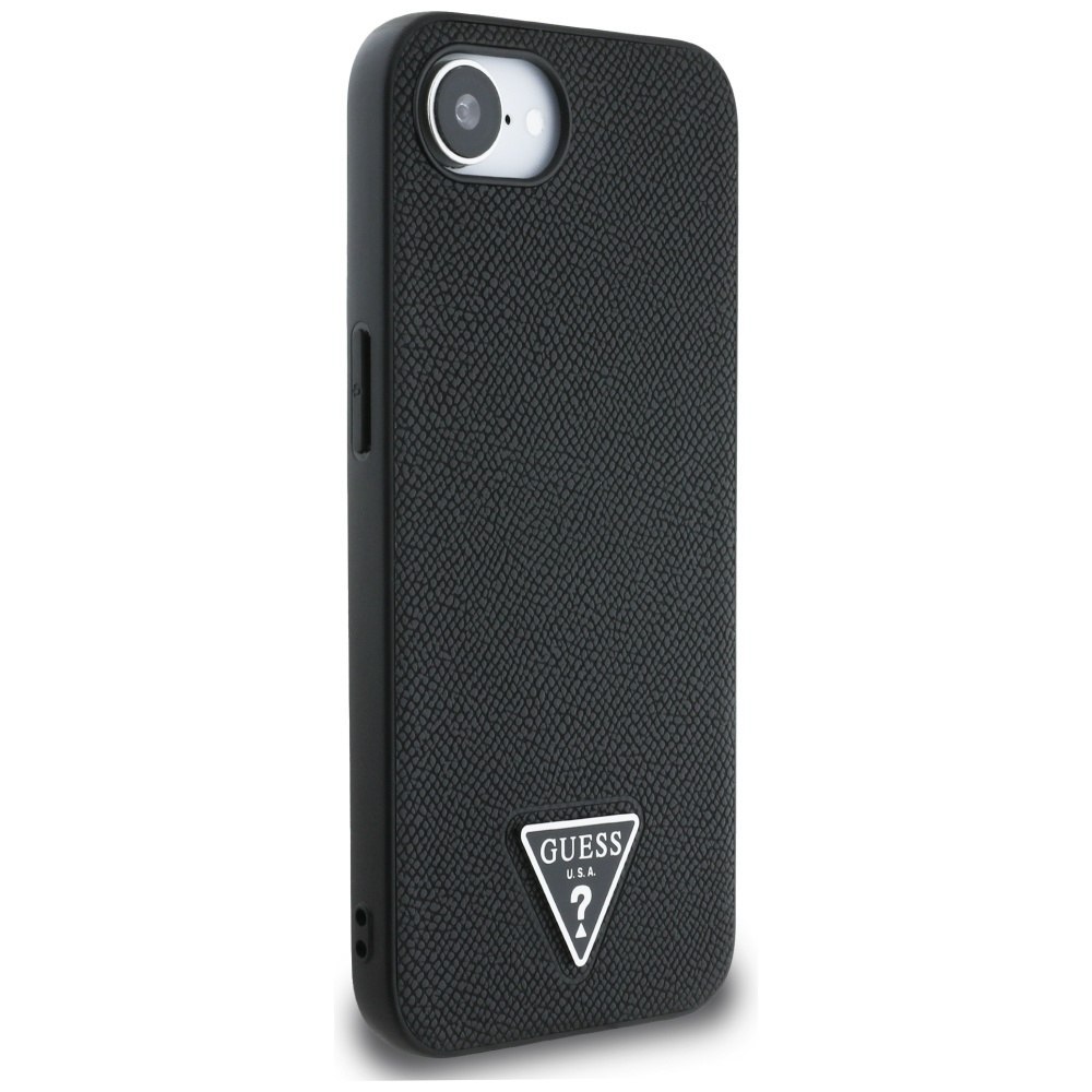 Etui Guess Grained Triangle MagSafe do iPhone 16e czarny